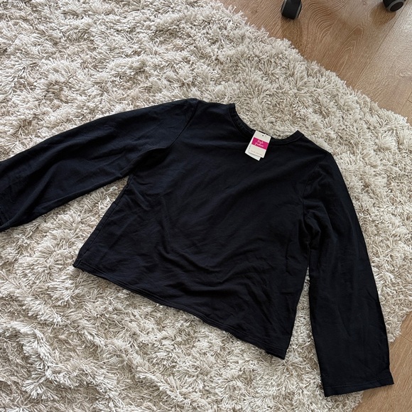 fresh produce Tops - NWT Fresh Produce Ana Black Split Back Sweatshirt Size M